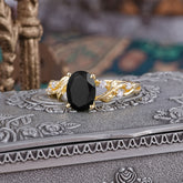 Boho 4 Prong Oval Black Onyx Wedding Ring